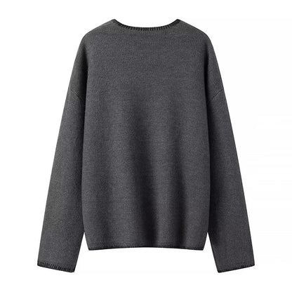 Oversized Cozy Women's V Neck Pullover - Boxy Knit Layering