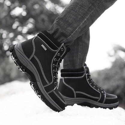 Insulating Men's Ankle Boots - Lace Up Leather Winter