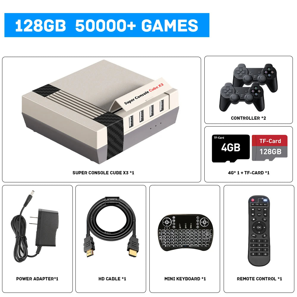 Super Console Cube X3 Retro Game Console - 60000 Games, 4K/8K HD, Dual WiFi, Ultimate Gaming Experience