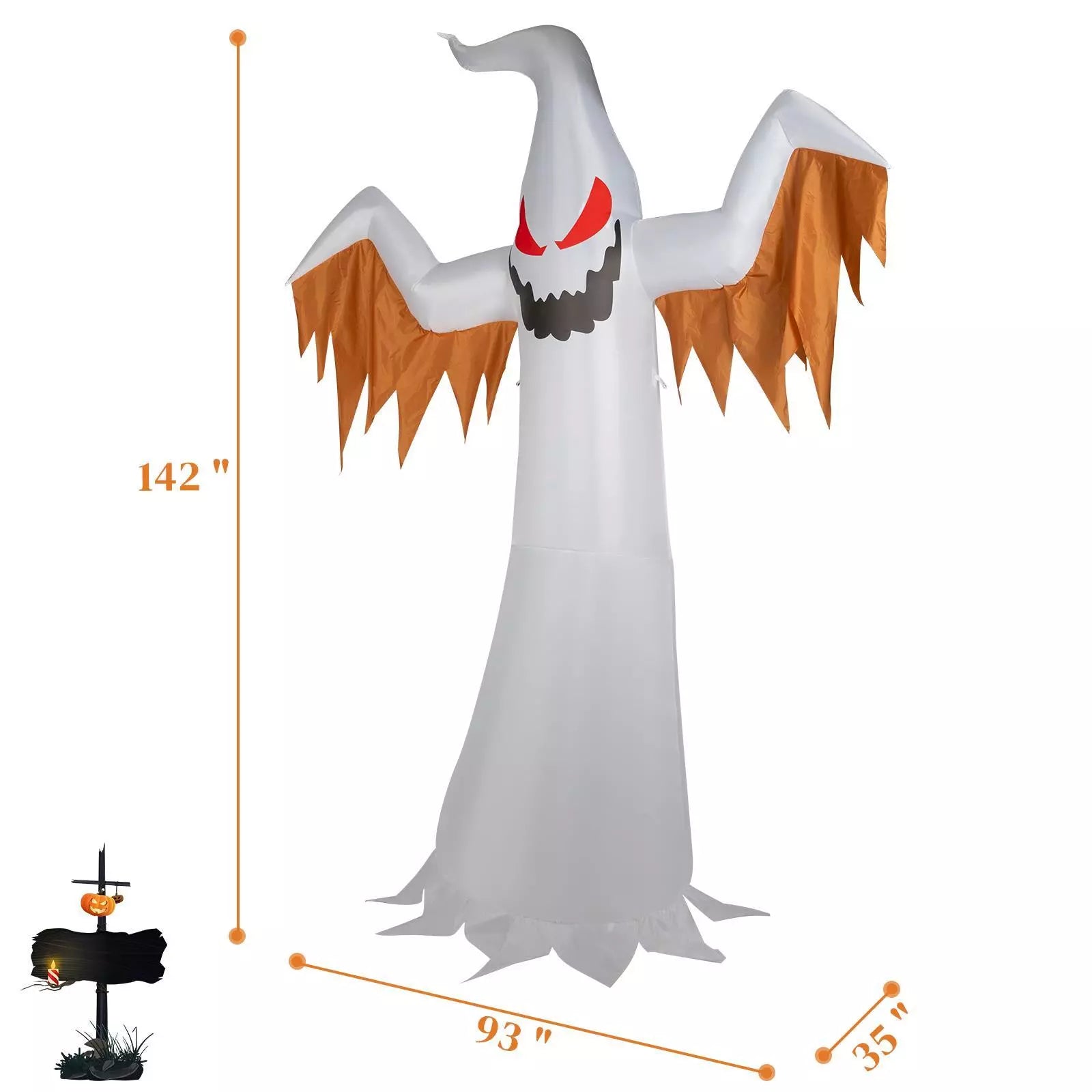 12 shops FT Halloween Inflatable Ghost12 FT Halloween Inflatable Ghost with Red Eyes B