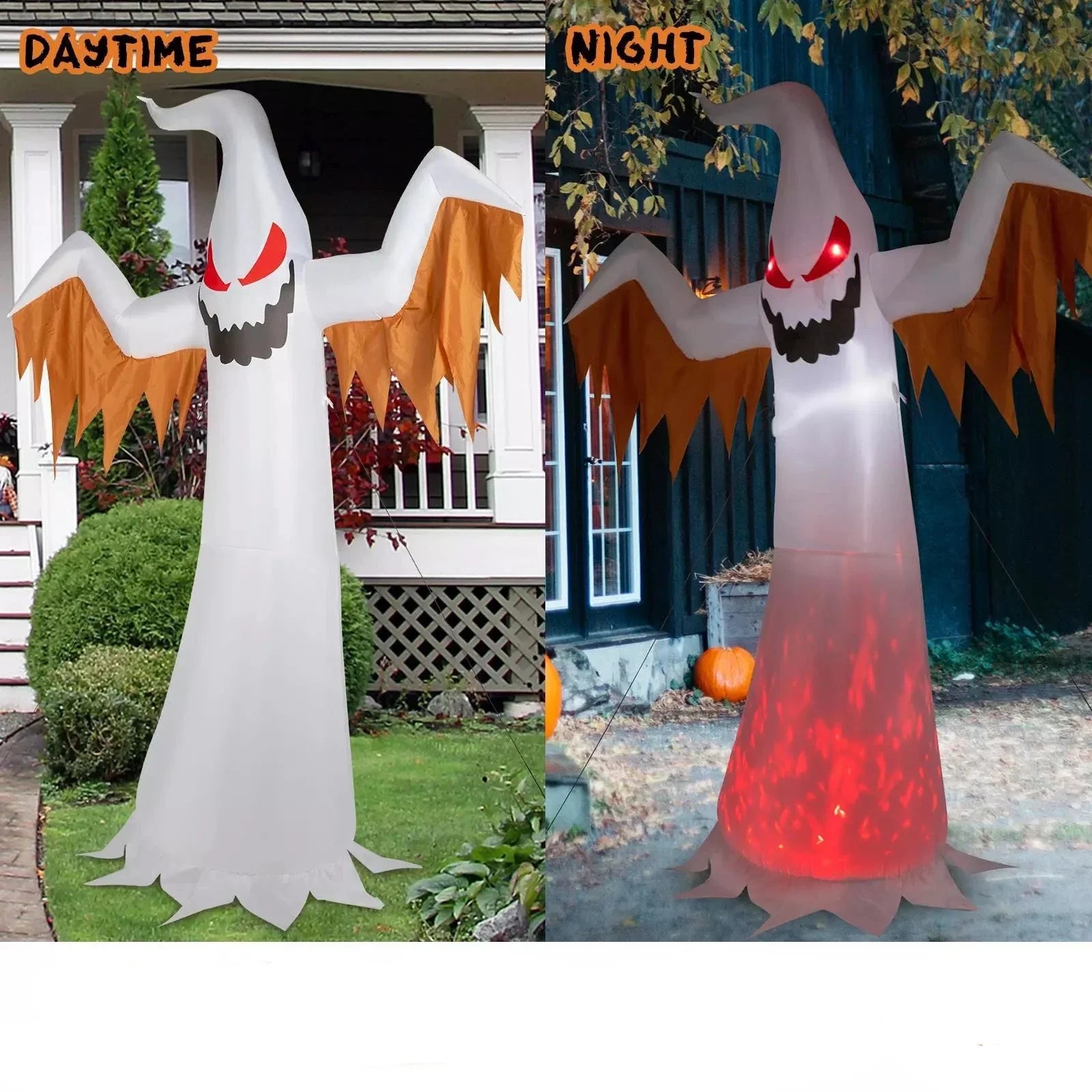 12 FT orders Halloween Inflatable Ghost with Red Eyes Blow Up White Ghost Garden Decor