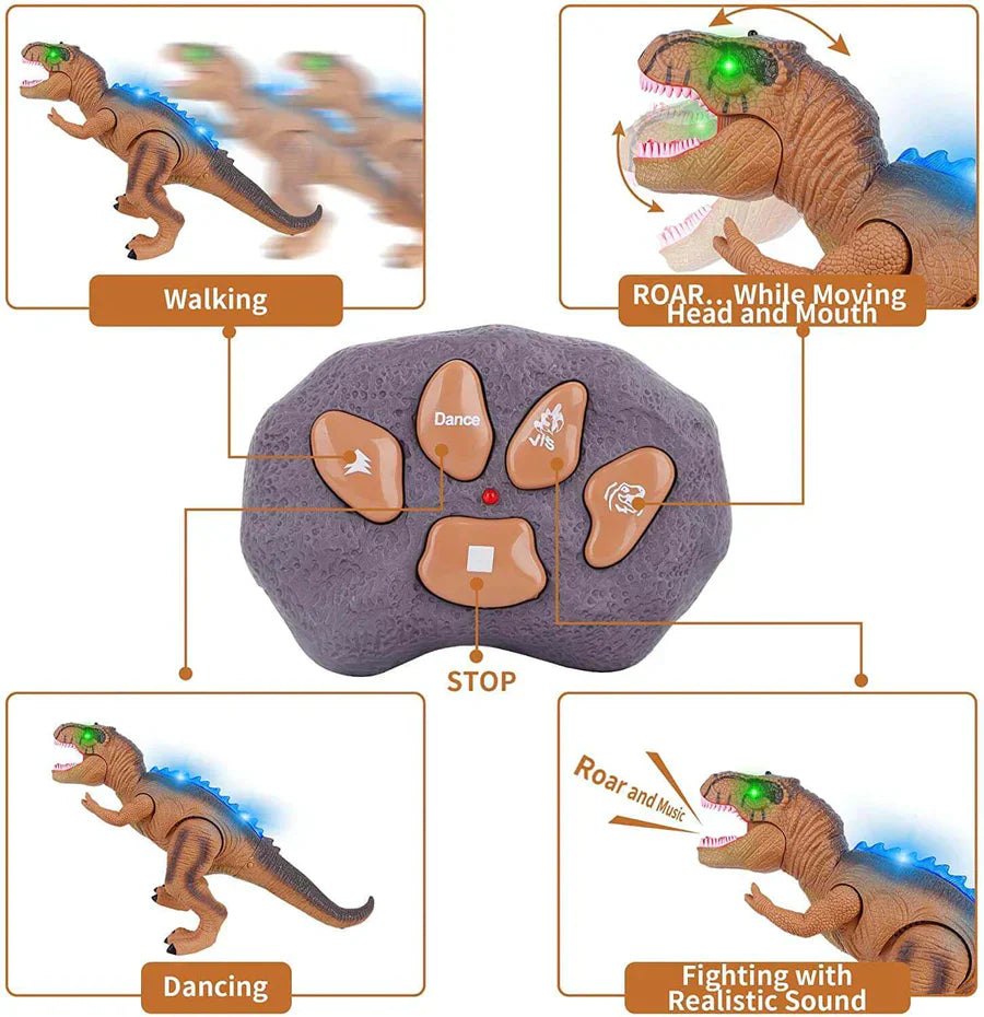 Remote Control T Rex Dinosaur LED Light Up Walking Roaring Toy For Kids Fall 2025 Gift