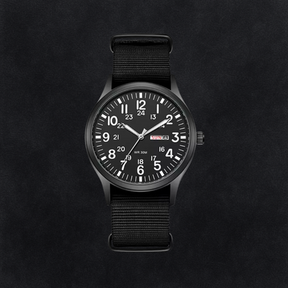 Durable Men’s Hiking Watch – Waterproof Stainless Steel Case, Nylon Strap, 42mm – Green Black