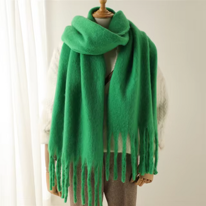 Warm Cozy Womens Winter Scarf - Blanket Fringe Plush