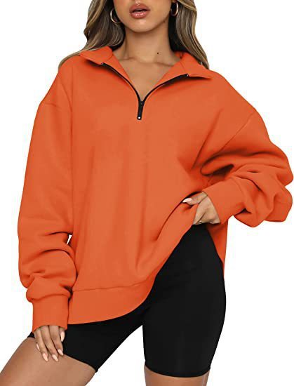 Lightweight Women Zip Sweatshirt - Oversized Pullover Casual