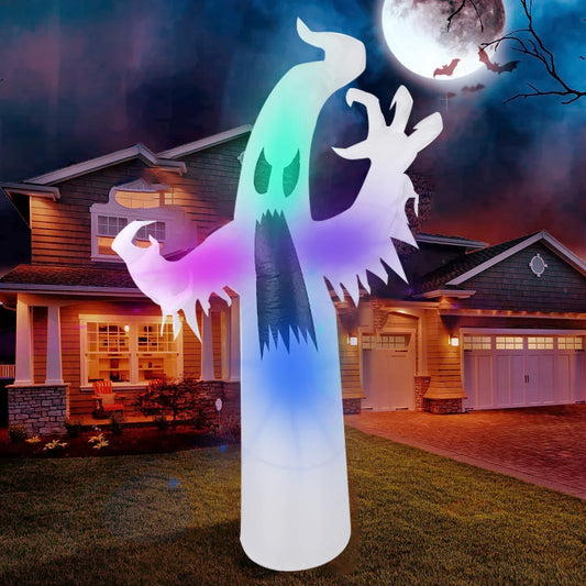 8ft Halloween Inflatable Scary Ghost with Color-Changing LED Lights – Outdoor Yard Decoration