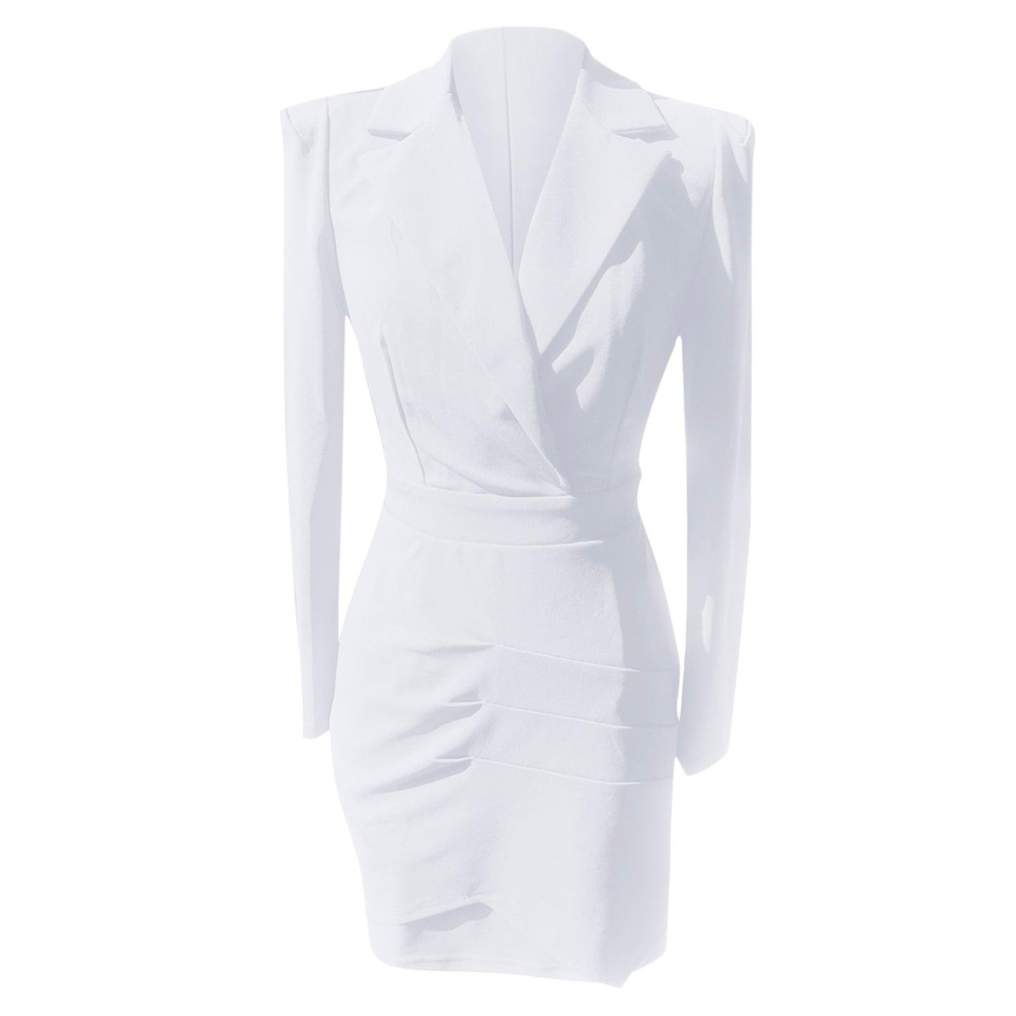 Fitted women's blazer dress - polished wrap-front, knee-length, rabbit hair, for office
