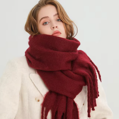 Warm Cozy Womens Winter Scarf - Blanket Fringe Plush