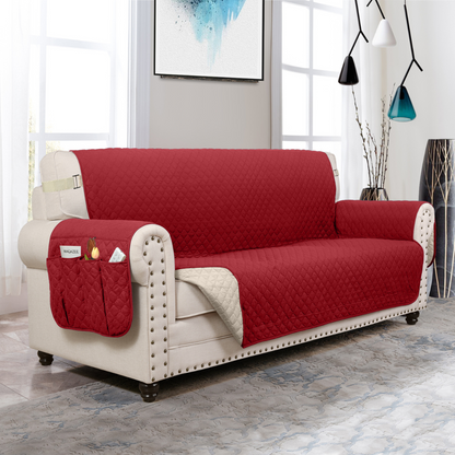 Copertura per divano Protettore per mobili con tasche laterali e cinghie posteriori Colori reversibili Autunno 2025 Amico degli animali domestici