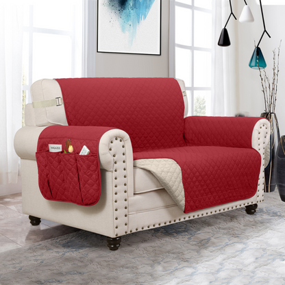 Copertura per divano Protettore per mobili con tasche laterali e cinghie posteriori Colori reversibili Autunno 2025 Amico degli animali domestici