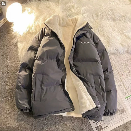 Warme entspannte Damen-Steppjacke - übergroßer Fleece-Wintermantel