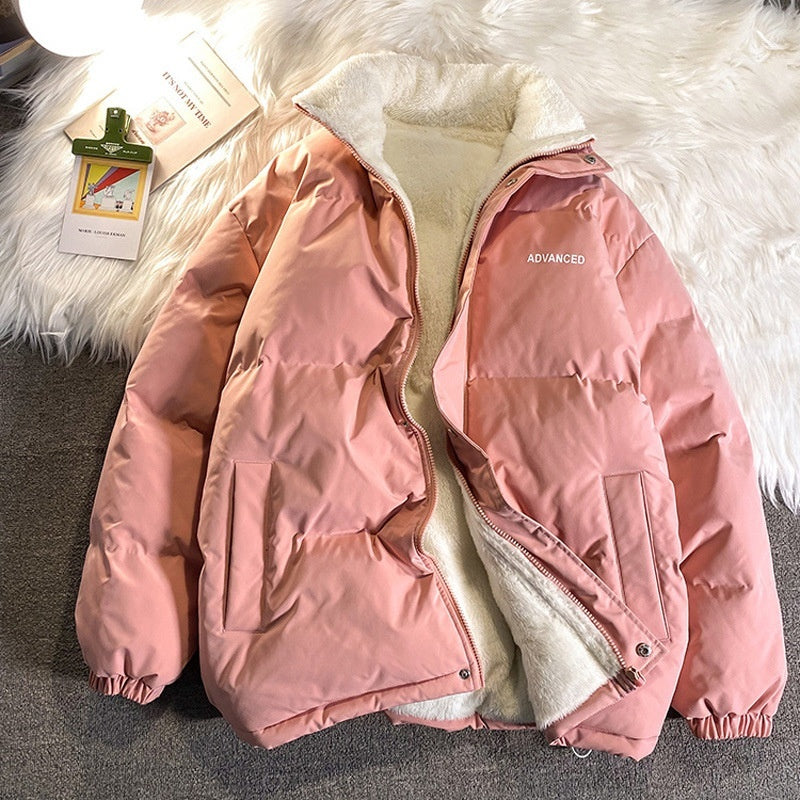Warme entspannte Damen-Steppjacke - übergroßer Fleece-Wintermantel