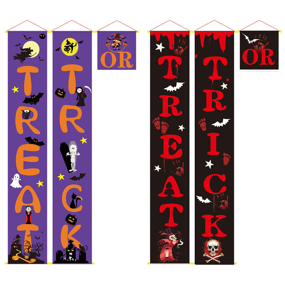 Halloween Door Banner Couplets Outdoor Black Red Decor
