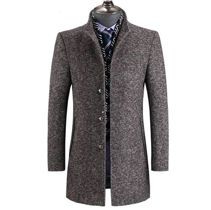 Insulating Men's Overcoat - Single-Breasted, Wool, Commute