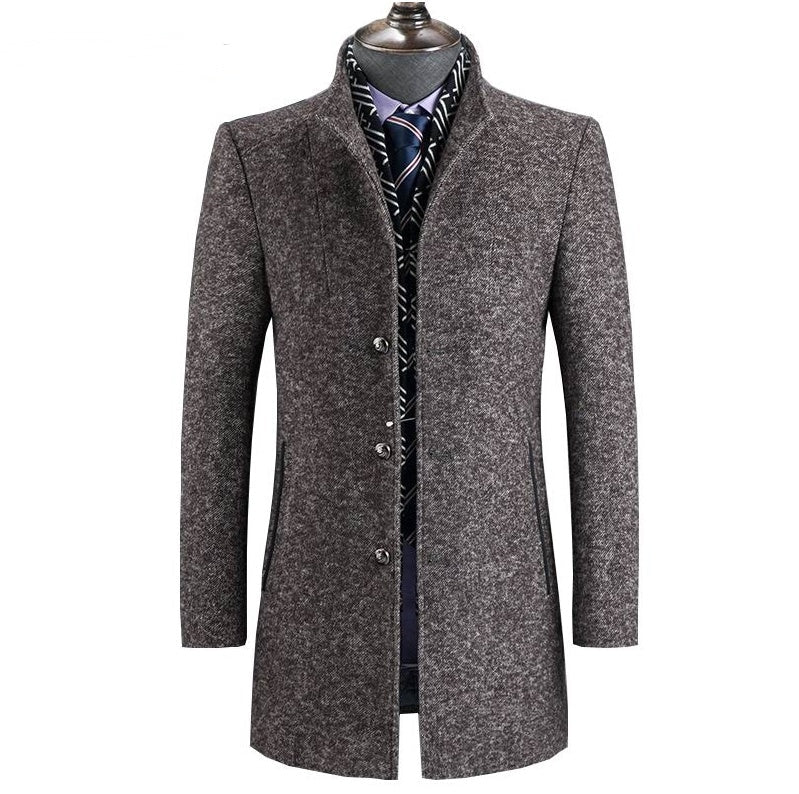 Insulating Men's Overcoat - Single-Breasted, Wool, Commute