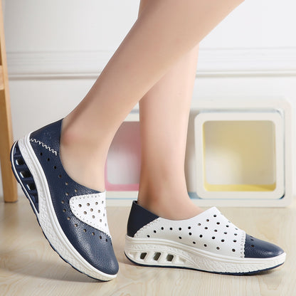 Åndbare, holdbare ortopædiske damesko slip-on - perforeret, polstret, PU-læder, afslappet brug