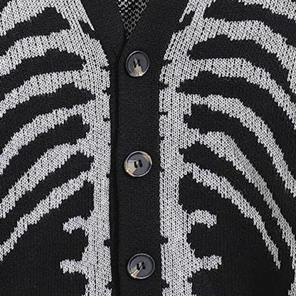 Oversized Men's Jacquard Cardigan - Skeleton Knit, Acrylic