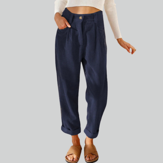 Solid Color Corduroy Straight Leg Pants for Women Fall Winter Fashion