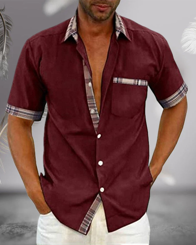 Variant image for Men's Short Sleeve Cotton Shirt for Casual and Semi-Formal Wear, Breathable Fabric, Slim Fit Available in Multiple Sizes-49