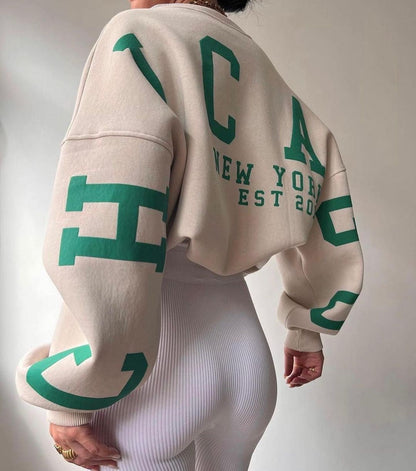 Oversized dame-sweatshirt - sænket skulder, bomuldsblanding