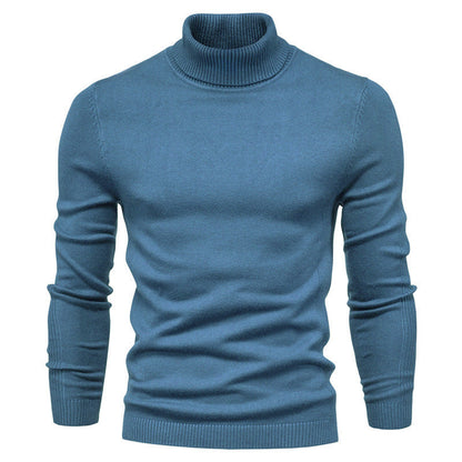 Blød herre rullekrave sweater - slim fit viskose vinter