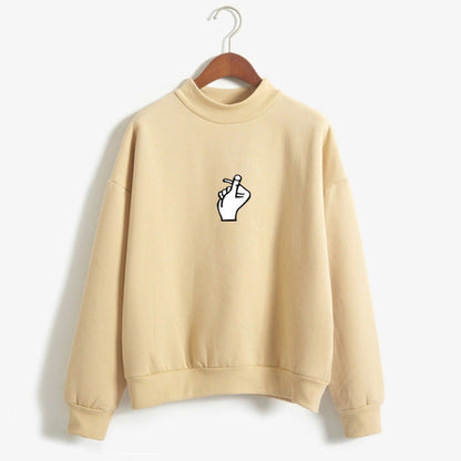 Oversized Cozy Women’s Sweatshirt - Mock Neck, Fleece