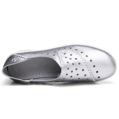 Åndbare, holdbare ortopædiske damesko slip-on - perforeret, polstret, PU-læder, afslappet brug