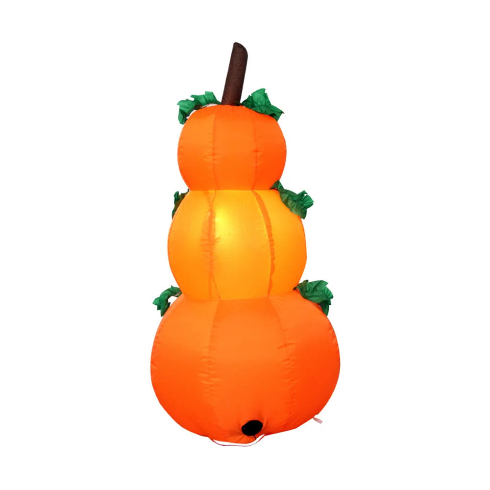 3.94ft Halloween Inflatable Pumpkin Stack with LED Rotating Lights – Outdoor Yard Decoration