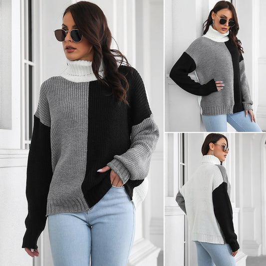 Soft Relaxed Women’s Sweater - High Neck Acrylic Layer