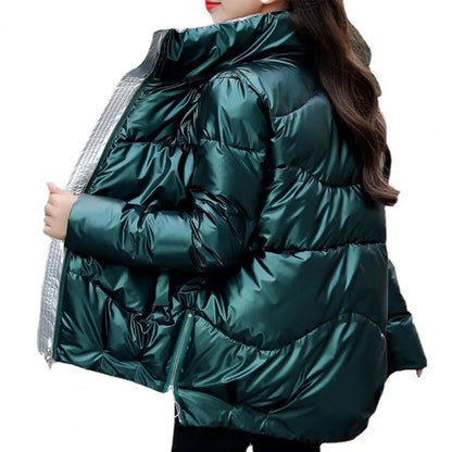 Warm Women’s Puffer Jacket - Cozy Glossy Shell, City