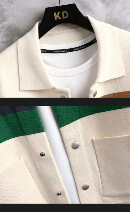 Soft Mens Cardigan Jacket - Relaxed Lapel, Polyester Casual