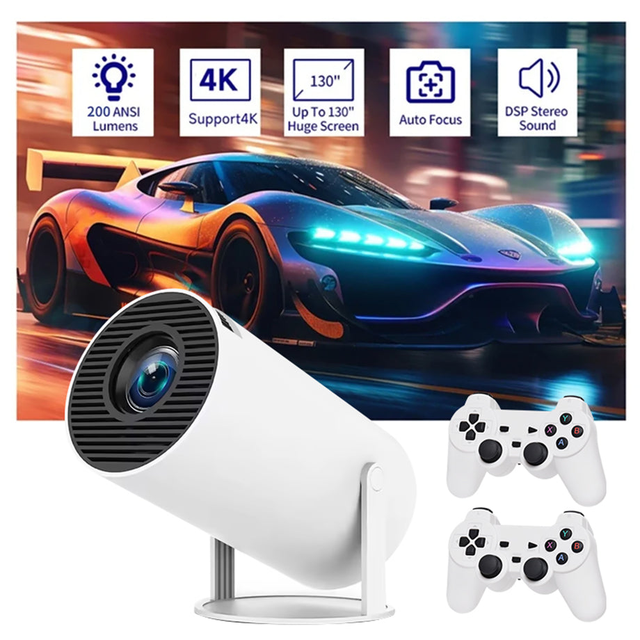 Home Theater Gaming Projector - Wifi6, BT5.0, 130" Screen, 10,000 Games