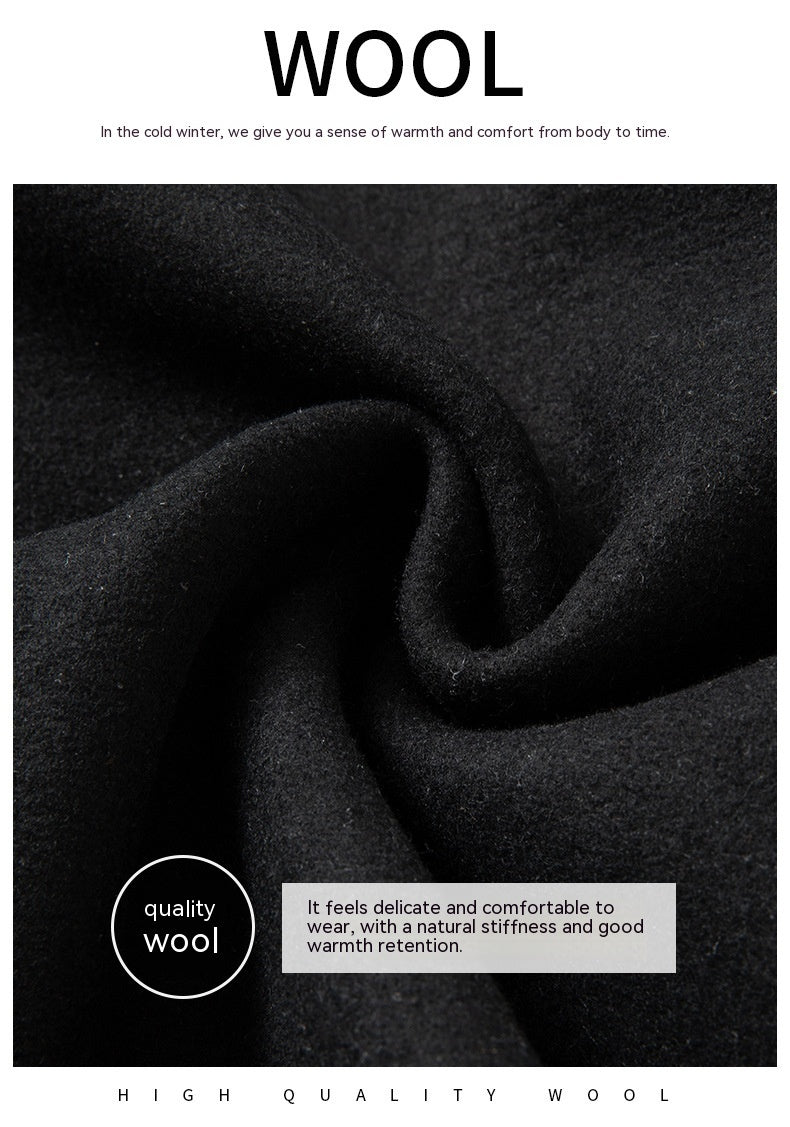 Warm Mens Wool Coat - Mid Length Structured Cut, Winter