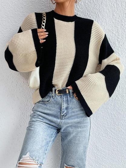 Oversized Women’s Knitted Sweater - Bell Sleeve, Chunky