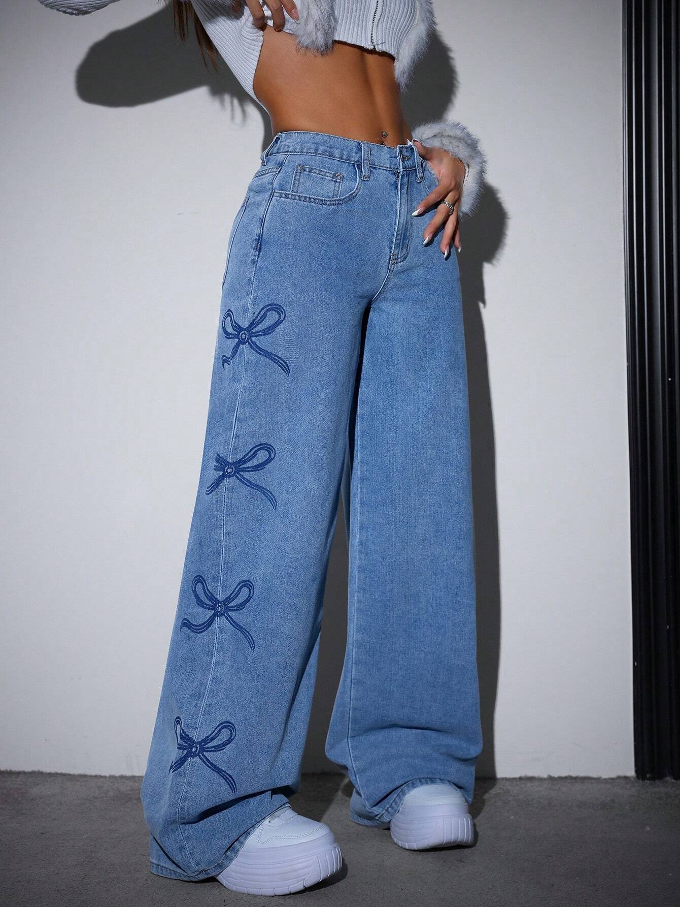 Loose Fit Blue Denim Jeans with Grinding Detail for Casual Stylish Looks-5