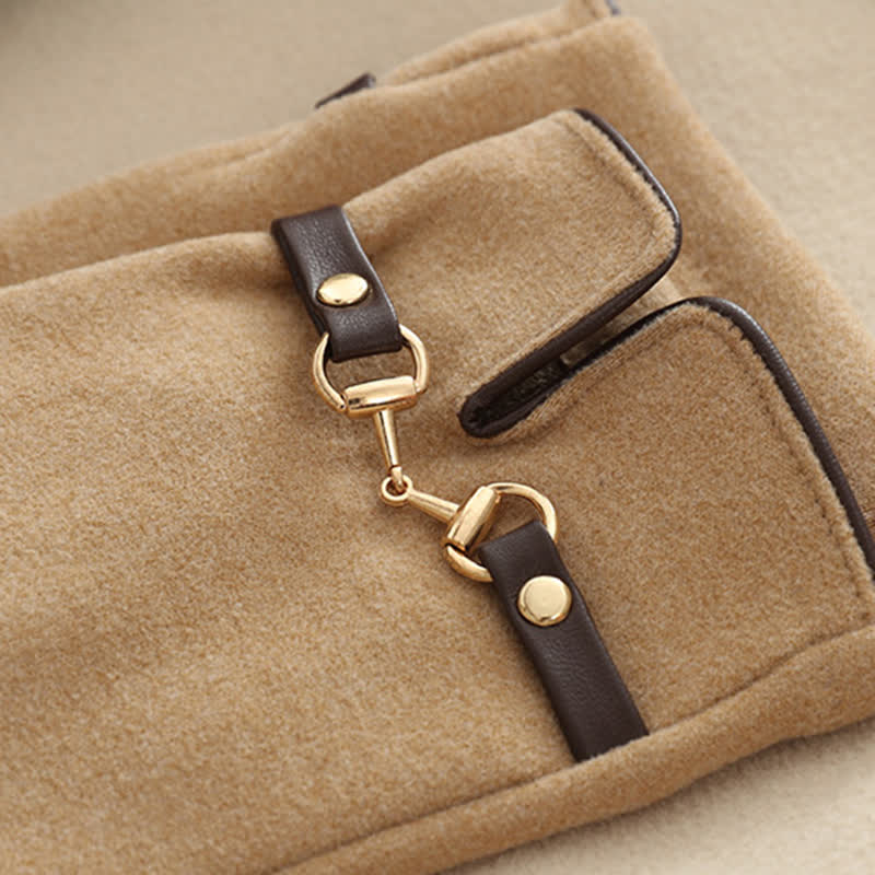 Windproof Women’s Buckle Gloves - Refined Wool Blend, City