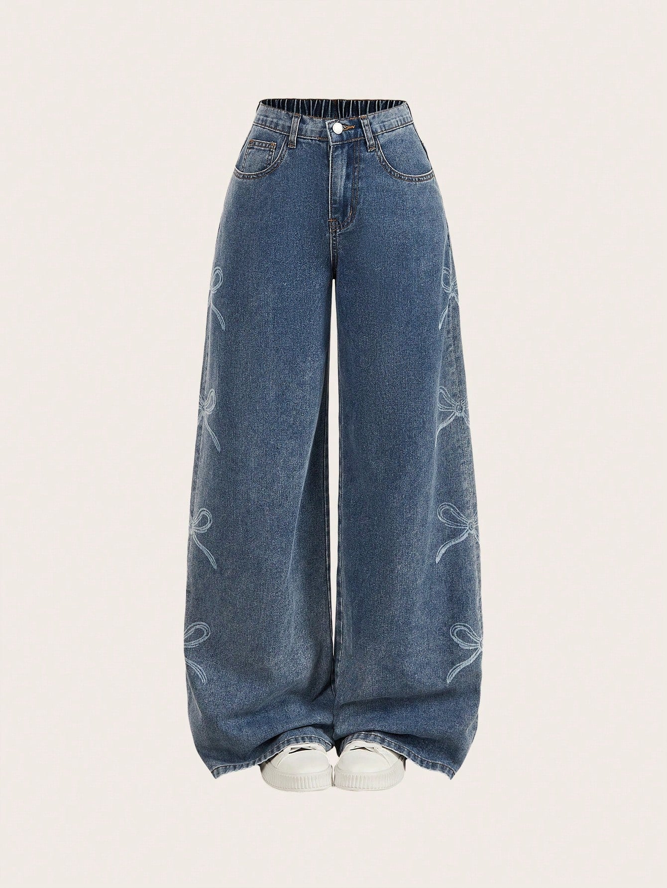 Variant image for Loose Fit Blue Denim Jeans with Grinding Detail for Casual Stylish Looks-6