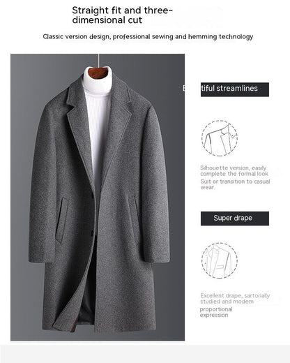 Warm Men’s Wool Coat - Korean Single-Breasted Velvet