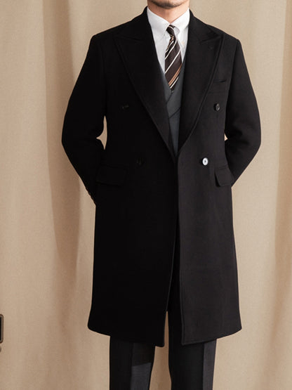 Insulating Men's Double-Breasted Midcoat - Wool, Winter