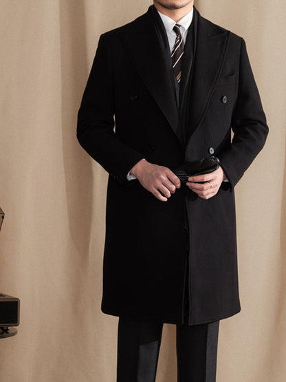 Insulating Men's Double-Breasted Midcoat - Wool, Winter
