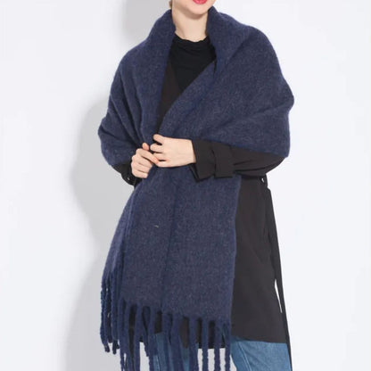 Oversized Women Scarf - Long Fringed Fluffy Wool Winter