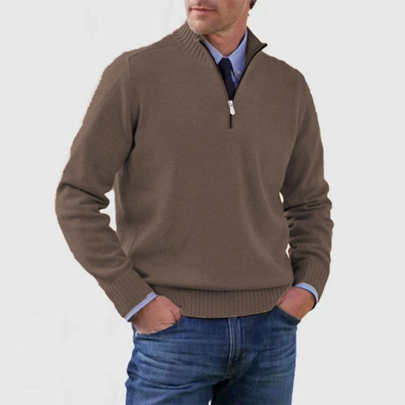 Blød herresweater med ståkrave - slim fit, akryl