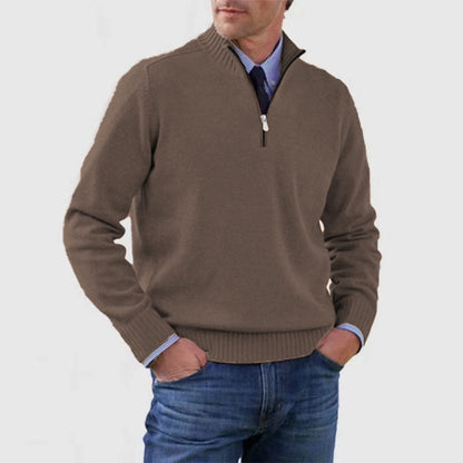 Blød herresweater med ståkrave - slim fit, akryl