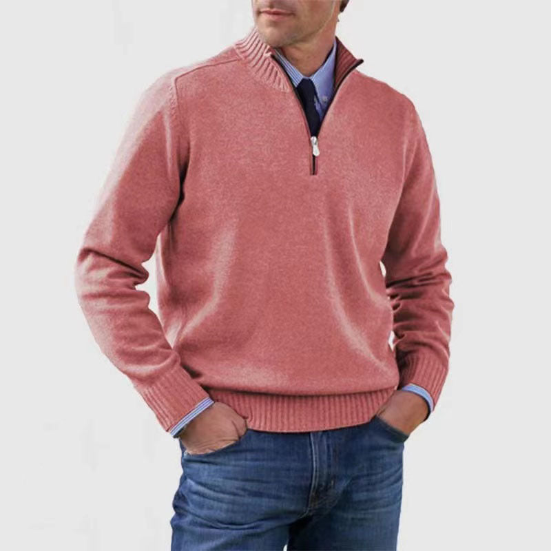 Blød herresweater med ståkrave - slim fit, akryl
