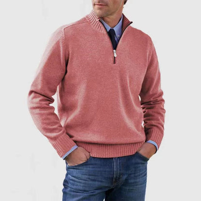 Blød herresweater med ståkrave - slim fit, akryl