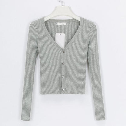 Fitted Womens Cropped Cardigan - Ribbed Knit, Casual