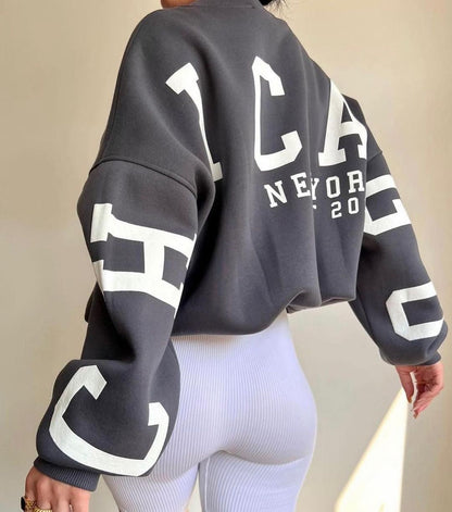 Oversized dame-sweatshirt - sænket skulder, bomuldsblanding