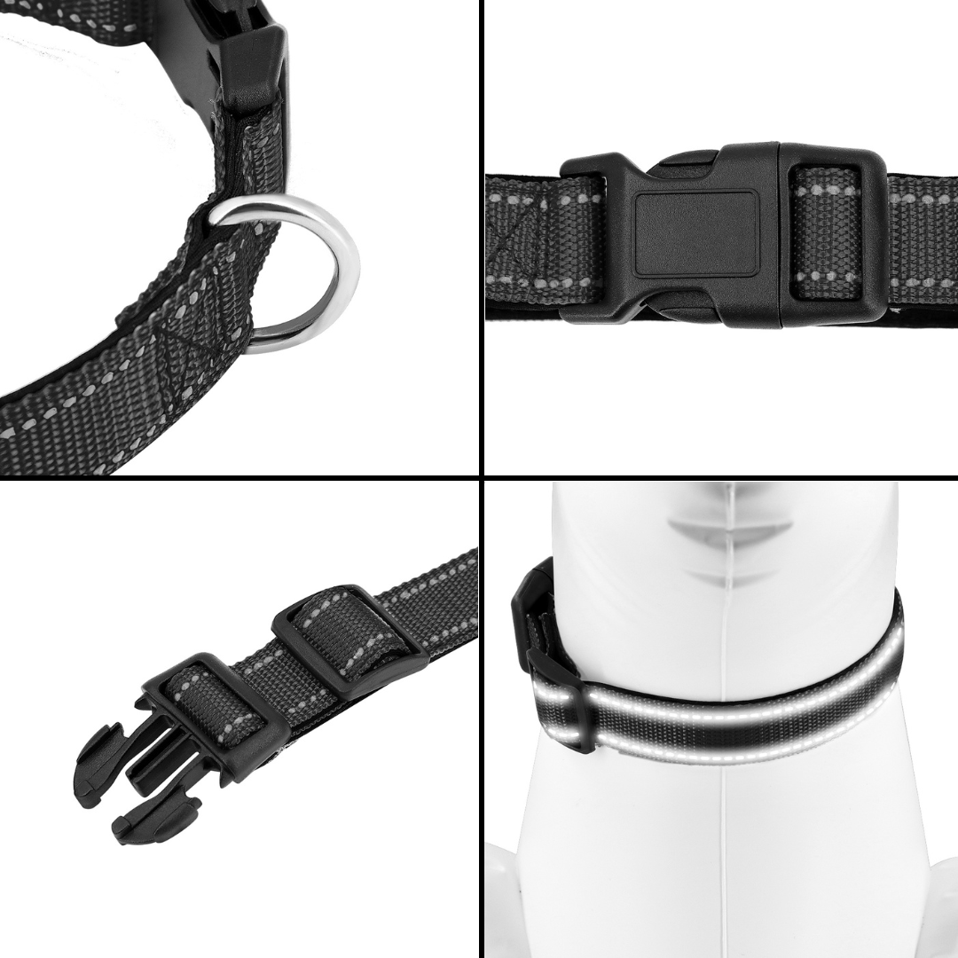 Reflecterende hondenhalsband met snelsluitgesp - veilige nachtelijke wandelingen, cadeau-idee voor huisdieren herfst 2025