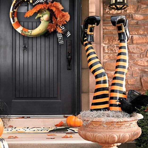 Witch Leg Stakes Set Of Two Yard Halloween Decorations Front Porch Decor Fall 2026 Whimsical Display