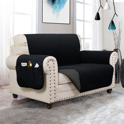 Copertura per divano Protettore per mobili con tasche laterali e cinghie posteriori Colori reversibili Autunno 2025 Amico degli animali domestici